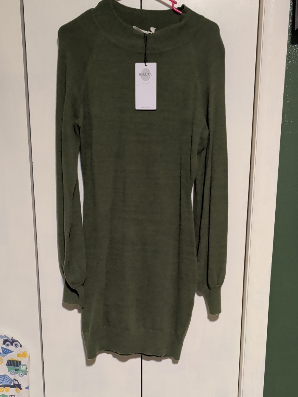 Elura Olive Green Long Sleeve Knit Dress